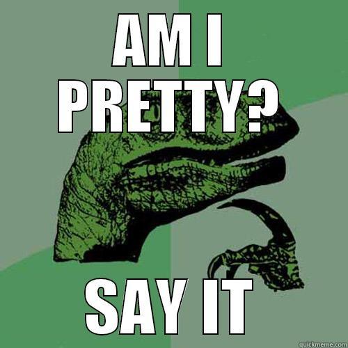 AM I PRETTY? SAY IT Philosoraptor