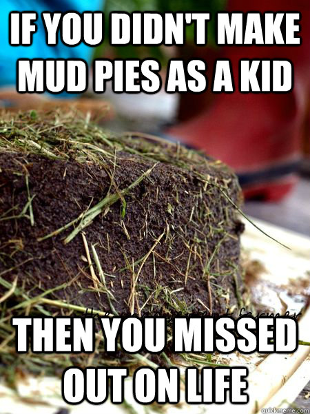 if you didn't make mud pies as a kid then you missed out on life - if you didn't make mud pies as a kid then you missed out on life  Mud Pie