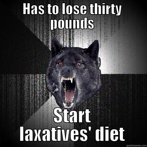 HAS TO LOSE THIRTY POUNDS START LAXATIVES' DIET Insanity Wolf
