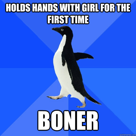 Holds hands with girl for the first time Boner  Socially Awkward Penguin
