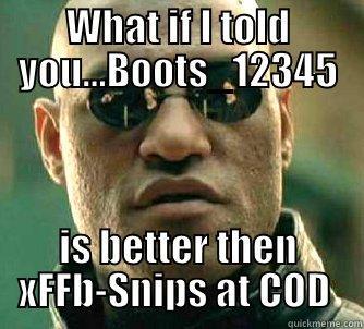 WHAT IF I TOLD YOU...BOOTS_12345 IS BETTER THEN XFFB-SNIPS AT COD  Matrix Morpheus