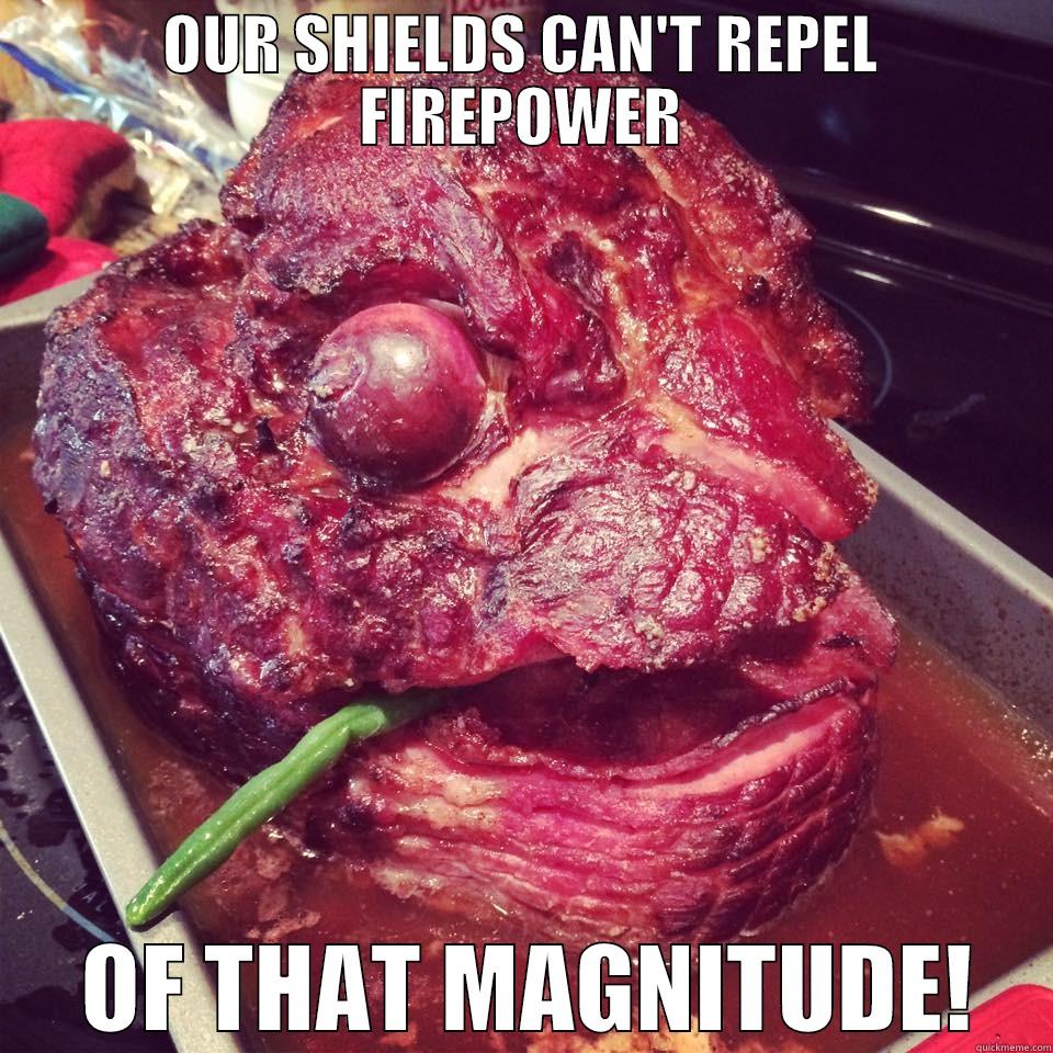 OUR SHIELDS CAN'T REPEL FIREPOWER  OF THAT MAGNITUDE! Misc