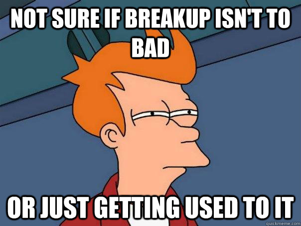 Not sure if breakup isn't to bad Or just getting used to it  Futurama Fry