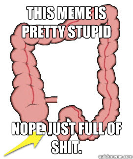 this meme is pretty stupid nope. just full of shit.  Scumbag Bowels