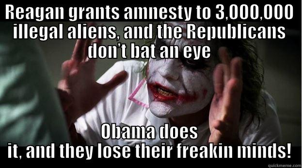 REAGAN GRANTS AMNESTY TO 3,000,000 ILLEGAL ALIENS, AND THE REPUBLICANS DON’T BAT AN EYE OBAMA DOES IT, AND THEY LOSE THEIR FREAKIN MINDS! Joker Mind Loss