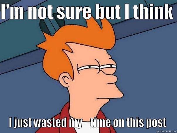 I'M NOT SURE BUT I THINK  I JUST WASTED MY    TIME ON THIS POST Futurama Fry