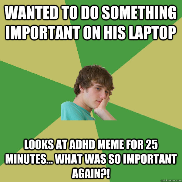 Wanted to do something important on his laptop looks at adhd meme for 25 minutes... What was so important again?! - Wanted to do something important on his laptop looks at adhd meme for 25 minutes... What was so important again?!  ADHD Kid