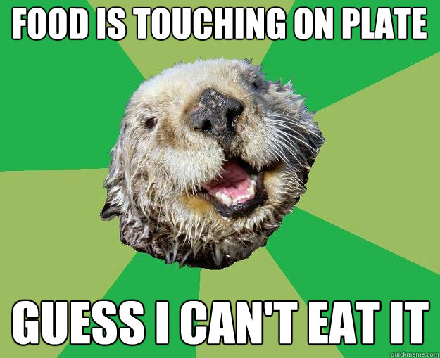 food is touching on plate guess i can't eat it  OCD Otter