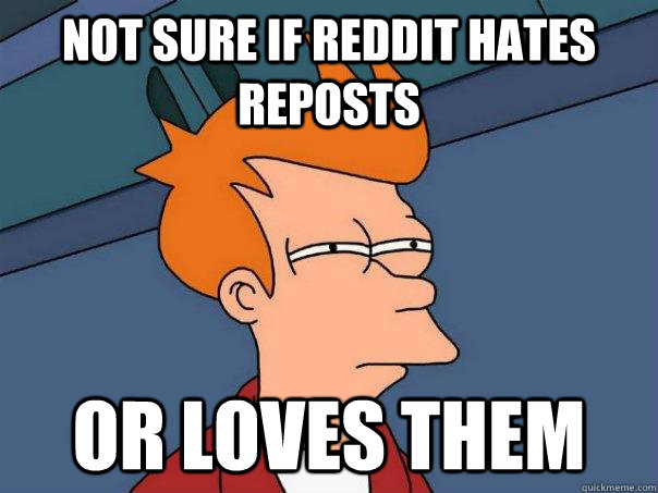 Not sure if Reddit hates Reposts Or loves them  Futurama Fry