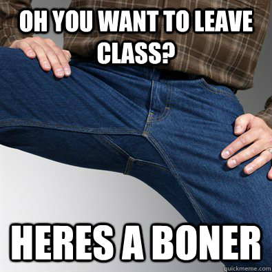 Oh you want to leave class? Heres a boner  Scumbag Penis