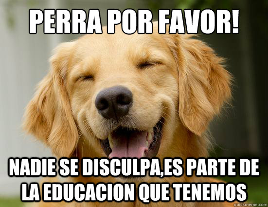 perra por favor! nadie se disculpa,es parte de la educacion que tenemos  