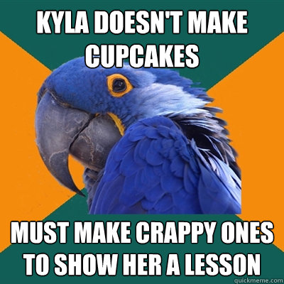 kyla doesn't make cupcakes must make crappy ones to show her a lesson  Paranoid Parrot