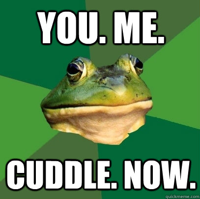 YOU. ME. CUDDLE. NOW.  Foul Bachelor Frog