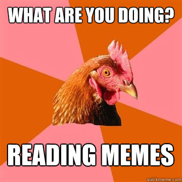 WHAT ARE YOU DOING? reading memes  Anti-Joke Chicken
