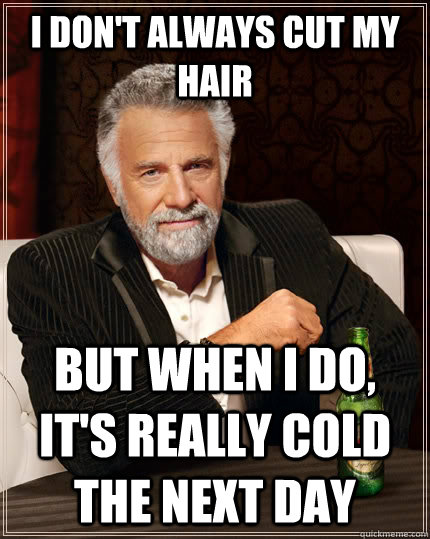 I don't always cut my hair but when I do, it's really cold the next day  The Most Interesting Man In The World