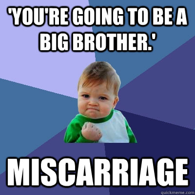 'You're going to be a big brother.' miscarriage  Success Kid