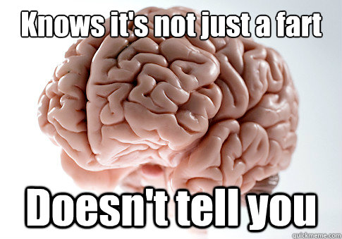 Knows it's not just a fart Doesn't tell you  Scumbag Brain