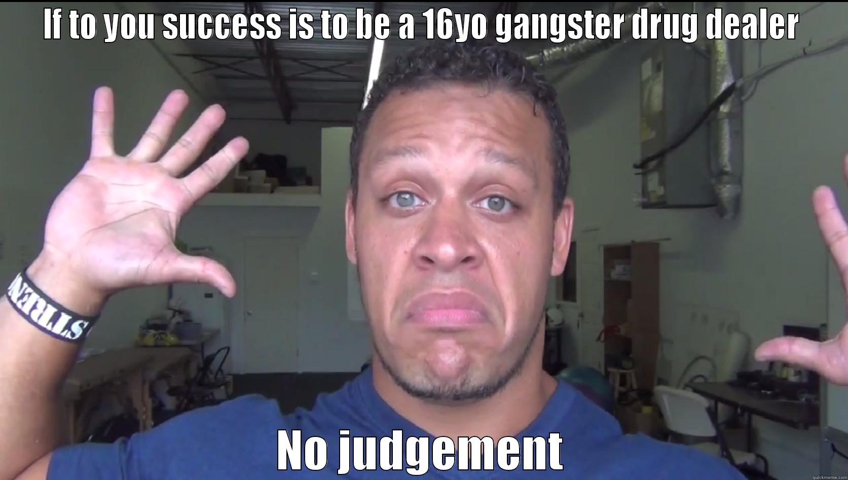 IF TO YOU SUCCESS IS TO BE A 16YO GANGSTER DRUG DEALER NO JUDGEMENT Misc