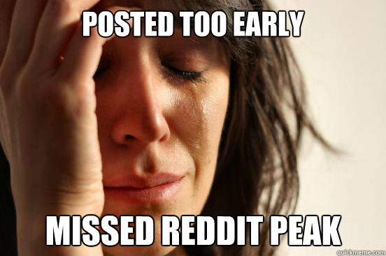 Posted too early missed reddit peak  First World Problems