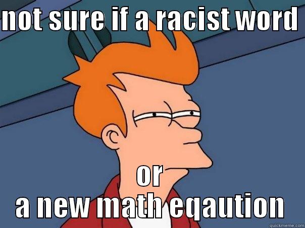 MATH OR RACISM  - NOT SURE IF A RACIST WORD  OR A NEW MATH EQAUTION Futurama Fry