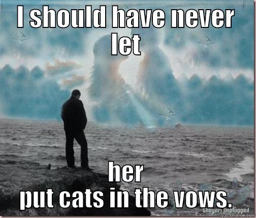 I SHOULD HAVE NEVER LET HER PUT CATS IN THE VOWS. Misc