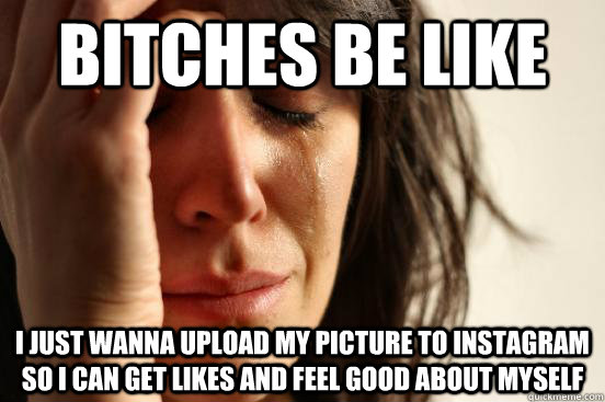 Bitches Be like I just wanna upload my picture to Instagram so I can get likes and feel good about myself   First World Problems