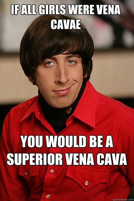 If all girls were vena cavae You would be a superior vena cava  Pickup Line Scientist