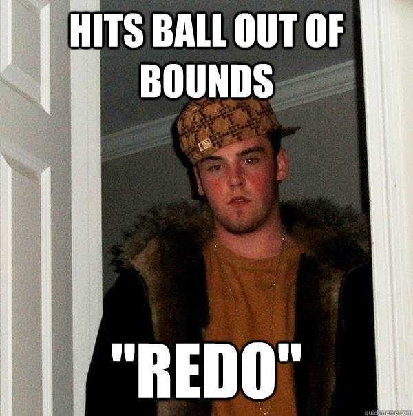Hits ball out of bounds 