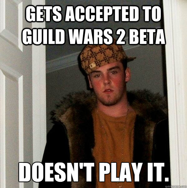Gets accepted to guild wars 2 beta doesn't play it. - Gets accepted to guild wars 2 beta doesn't play it.  Scumbag Steve
