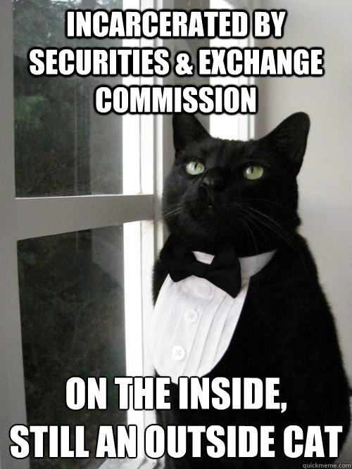 incarcerated by securities & exchange commission on the inside, 
still an outside cat - incarcerated by securities & exchange commission on the inside, 
still an outside cat  One Percent Cat