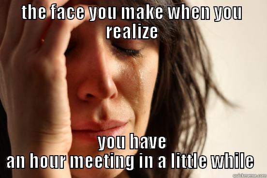 THE FACE YOU MAKE WHEN YOU REALIZE YOU HAVE AN HOUR MEETING IN A LITTLE WHILE  First World Problems