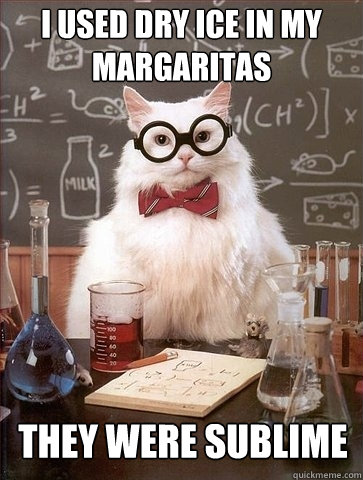 i used dry ice in my margaritas they were sublime  Chemistry Cat
