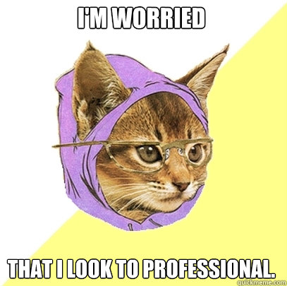 I'm worried that i look to professional.  Hipster Kitty