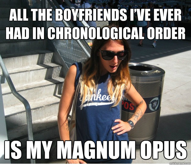 All The Boyfriends I’ve Ever Had in Chronological Order is my magnum opus  Clueless Hipster White Girl