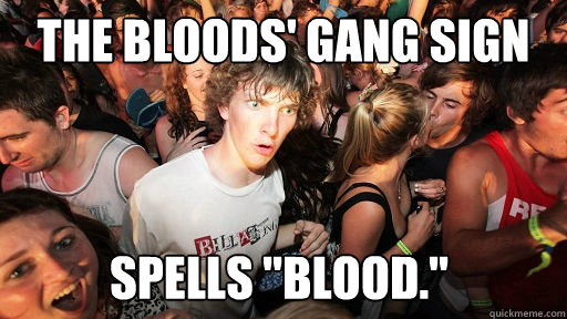 The Bloods' gang sign spells 