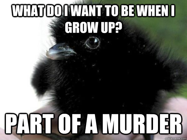 What do I want to be when I grow up? PART OF A MURDER  Baby crow