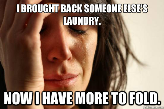 I brought back someone else's laundry. Now I have more to fold.  First World Problems