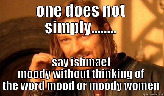 ONE DOES NOT SIMPLY........ SAY ISHMAEL MOODY WITHOUT THINKING OF THE WORD MOOD OR MOODY WOMEN Boromir