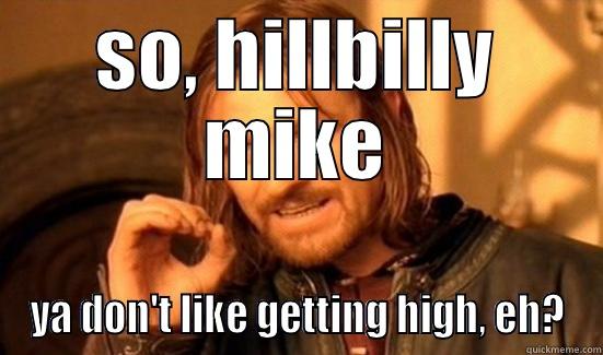 SO, HILLBILLY MIKE YA DON'T LIKE GETTING HIGH, EH? Boromir
