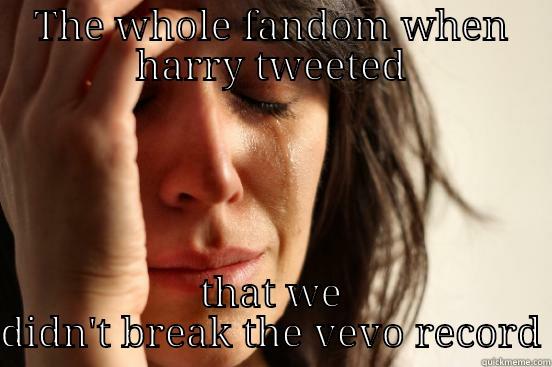 THE WHOLE FANDOM WHEN HARRY TWEETED THAT WE DIDN'T BREAK THE VEVO RECORD First World Problems