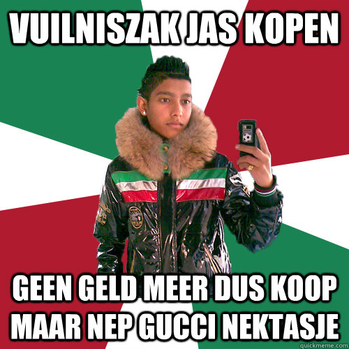 Vuilniszak jas kopen Geen geld meer dus koop maar nep gucci nektasje - Vuilniszak jas kopen Geen geld meer dus koop maar nep gucci nektasje  Nickelsontuig