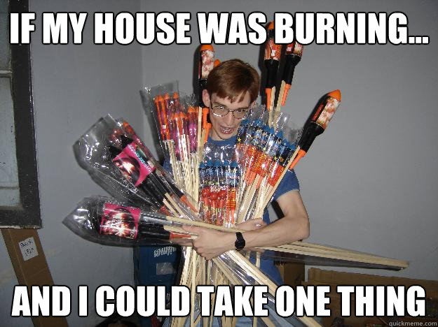 if my house was burning... and i could take one thing  Crazy Fireworks Nerd