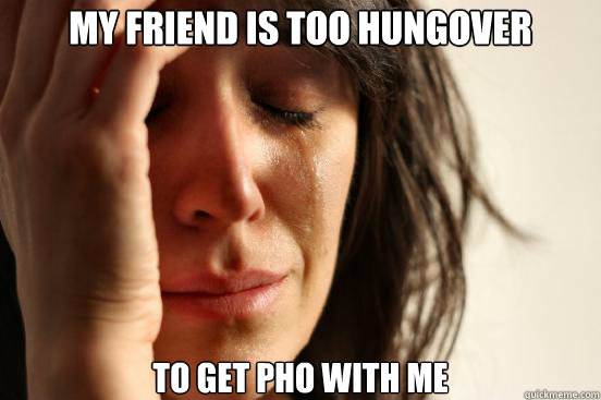 My friend is too hungover to get pho with me  First World Problems