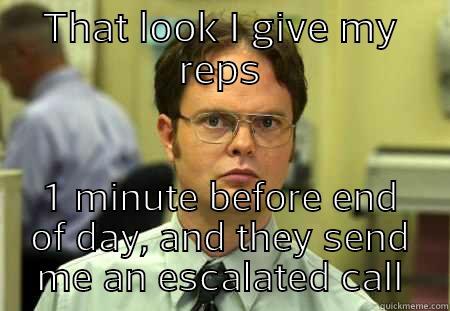 THAT LOOK I GIVE MY REPS 1 MINUTE BEFORE END OF DAY, AND THEY SEND ME AN ESCALATED CALL Schrute