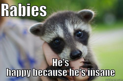 rabies raccoon - RABIES                           HE'S HAPPY BECAUSE HE'S INSANE Misc