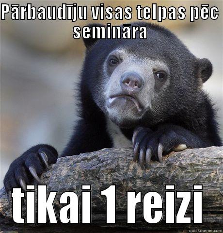 PĀRBAUDĪJU VISAS TELPAS PĒC SEMINĀRA TIKAI 1 REIZI Confession Bear