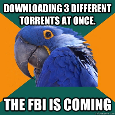 Downloading 3 different torrents at once. The FBI is coming  Paranoid Parrot