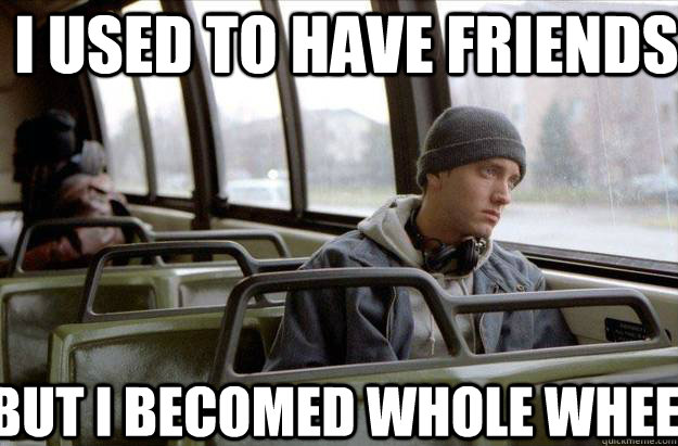 I used to have friends but i becomed whole wheet  Eminem