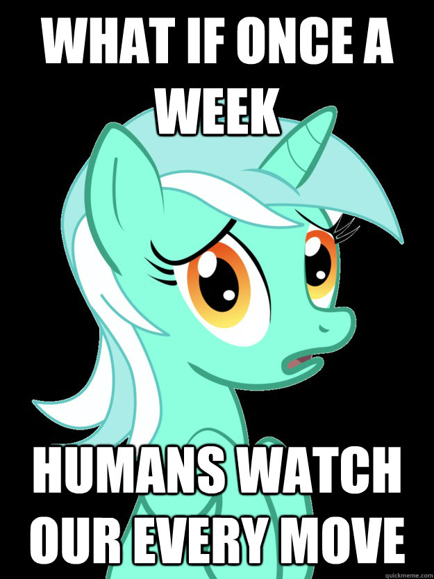 What if once a week Humans watch our every move  conspiracy lyra