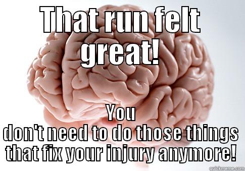 THAT RUN FELT GREAT! YOU DON'T NEED TO DO THOSE THINGS THAT FIX YOUR INJURY ANYMORE! Scumbag Brain